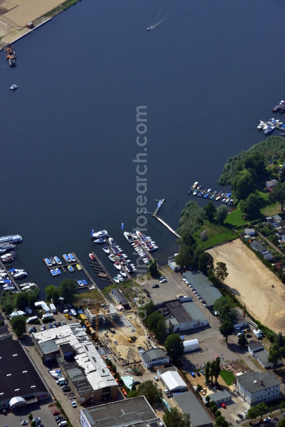 Berlin Köpenick from the bird's eye view: BWSG Berlin Water & Service GmbH & Co. KG operation on the banks of the Dahme in Koepenick in Berlin