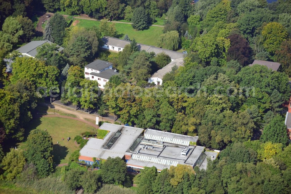 Aerial image Potsdam - View at the Café Clara at Hermannswerder in Potsdam in the federal state of Brandenburg