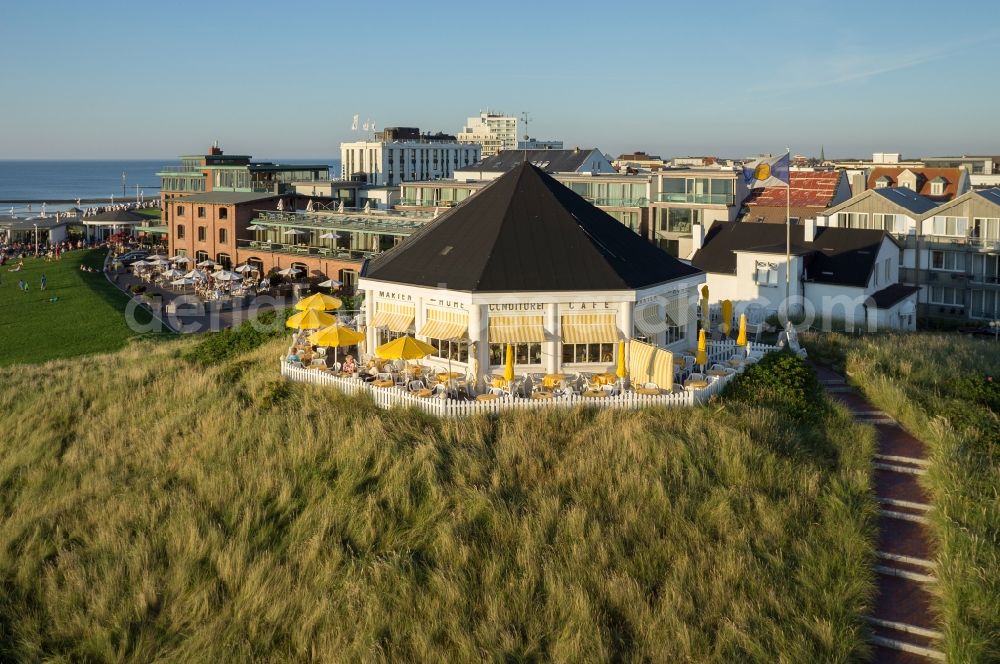 Norderney from above - Dune at the Marienhoehe with with the same name pavilion café. In Norderney in Lower Saxony