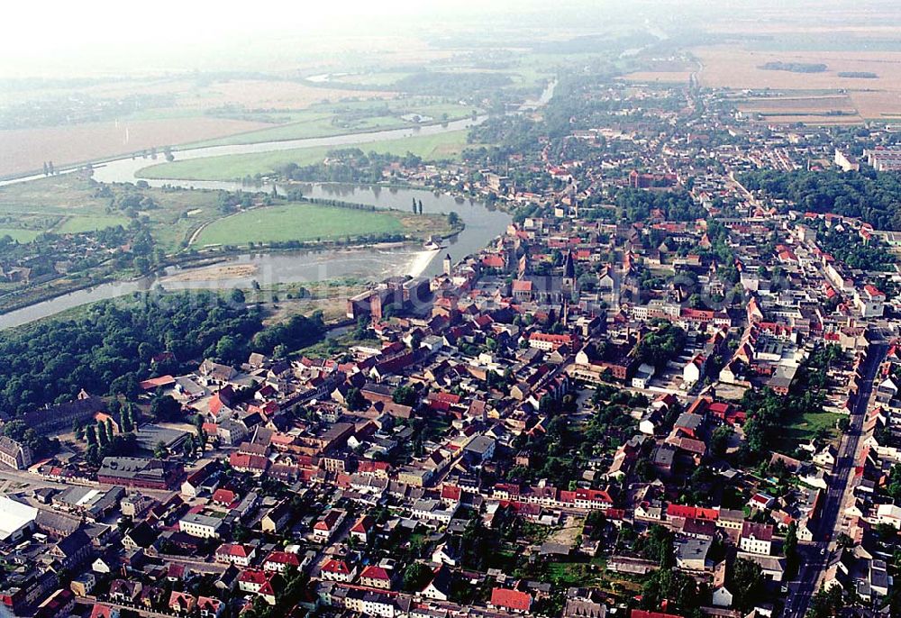 Calbe / Sachsen-Anhalt from above - Calbe / Sachsen-Anhalt Stadtansicht von Calbe an der Saale in Sachsen-Anhalt