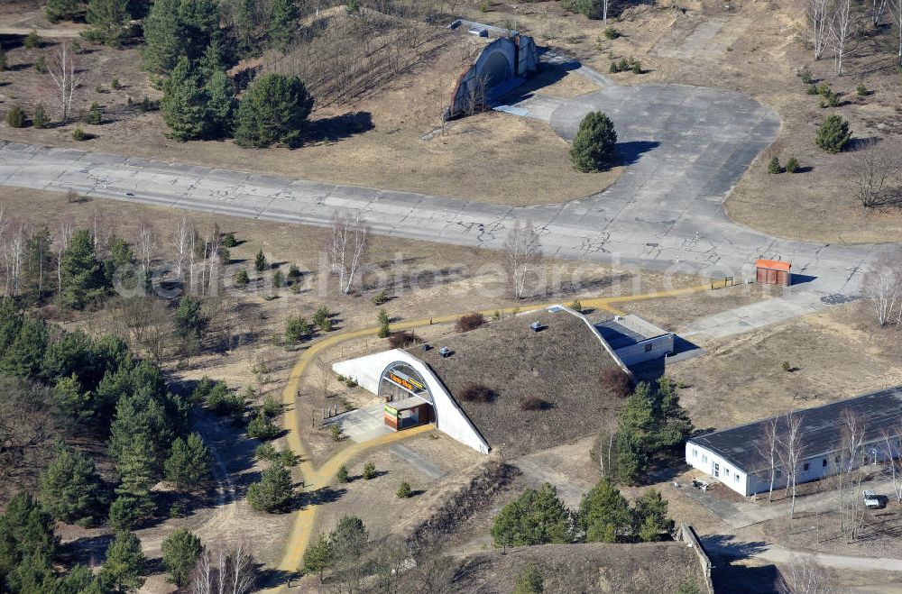 Aerial image Halbe-Brand - Der Camp Shop des Campingplatzes am Tropical Islands in Halbe-Brand. Im Shop befinden sich unter an derem ein Supermarkt und ein Bistro. The campsite near by the Tropical Islands in Halbe-Brand.