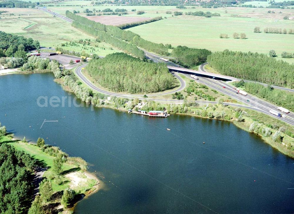 Aerial image Velten / Brandenburg - Campingplatz und Autobahnsee Velten / Brandenburg.