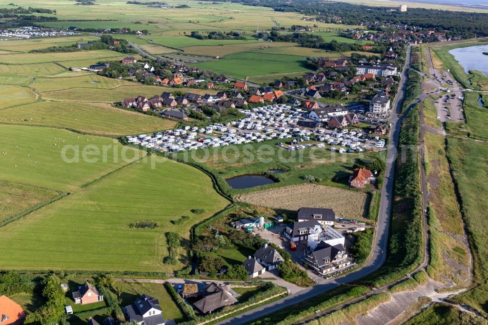 Aerial photograph Sankt Peter-Ording - Campsite Biehl with caravans and tents on the beach of North Sea in Sankt Peter-Ording in the state Schleswig-Holstein, Germany