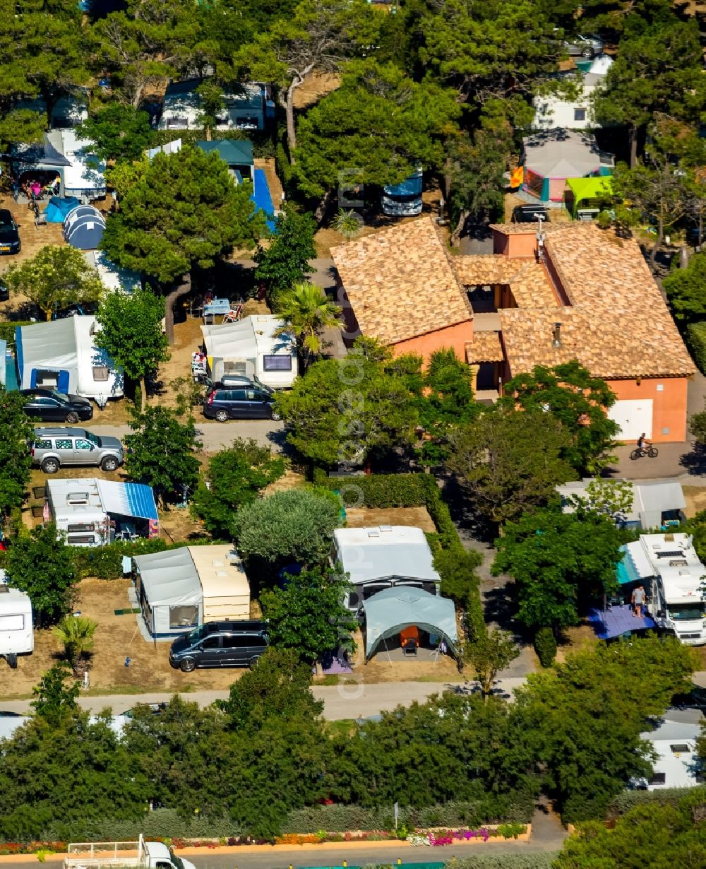 Canet-en-Roussillon from above - View of a camping ground in Canet-en-Roussillon in France