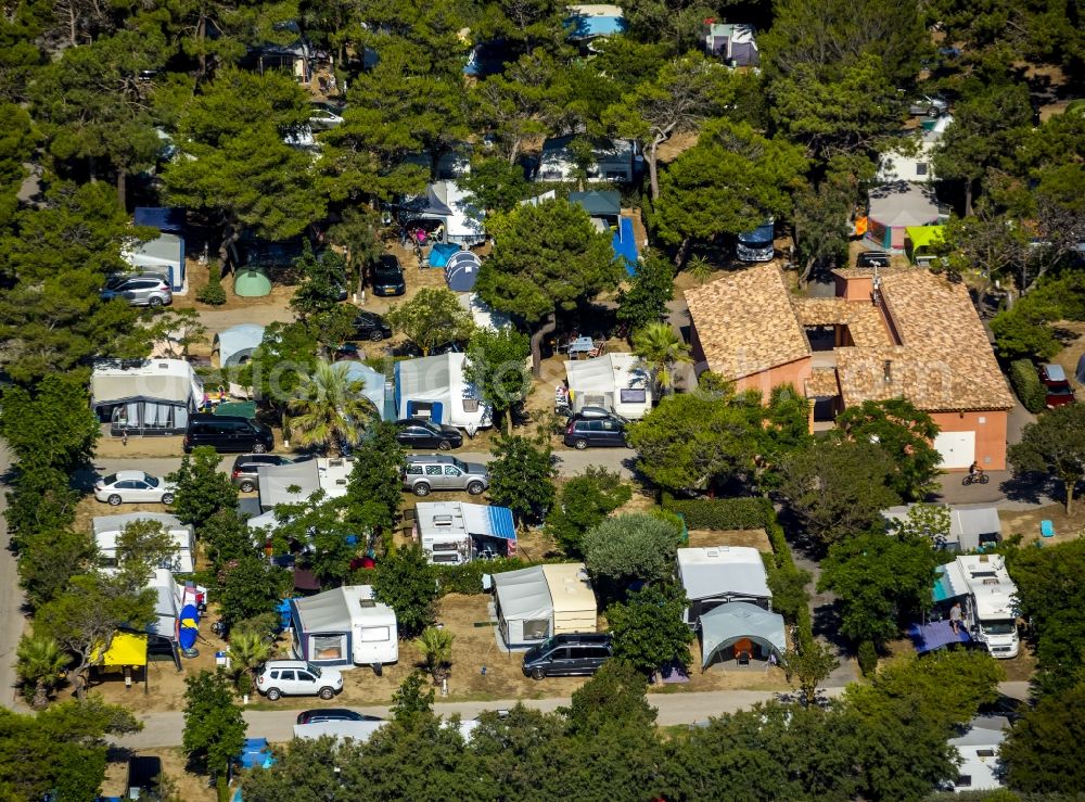 Canet-en-Roussillon from the bird's eye view: View of a camping ground in Canet-en-Roussillon in France