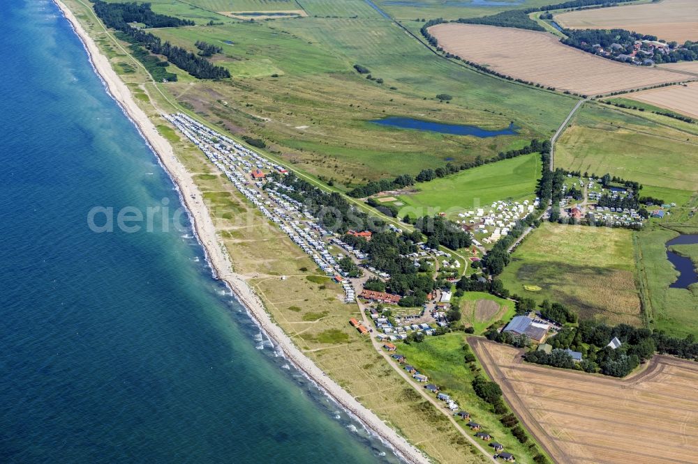 Fehmarn from the bird's eye view: The Camping of Fluegge is located in the southwest of the island of Fehmarn. It is open to visitors and in use since 1916