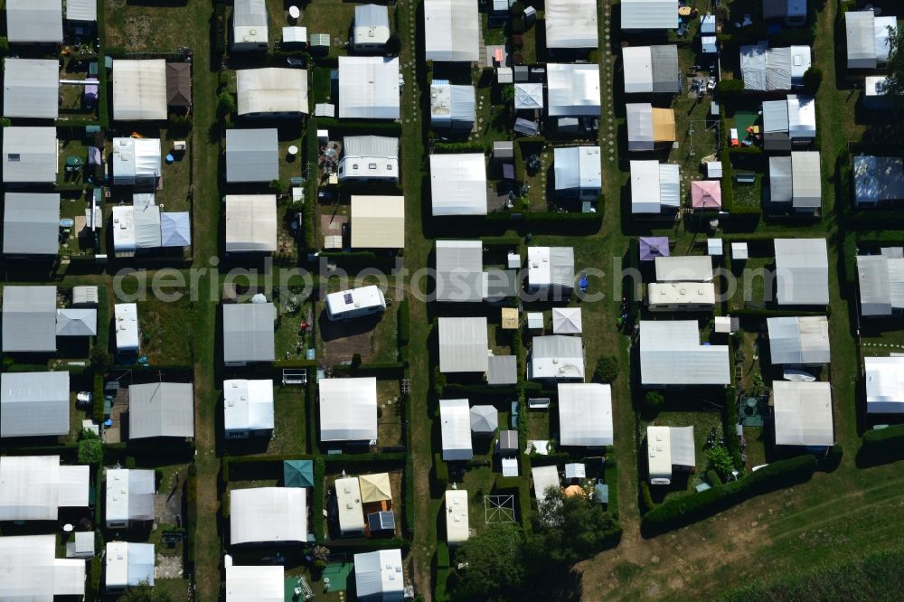 Magdeburg Barleben from above - Camping with caravans and tents in Magdeburg Barleben in the state Saxony-Anhalt