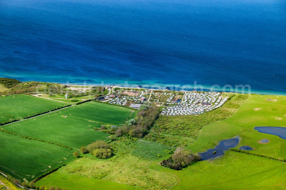 Aerial image Gremersdorf - Campsite with caravans and tents in the coastal area Johannistal Blank Eck on place Campingplatz Blank Eck in Gremersdorf in the state Schleswig-Holstein, Germany