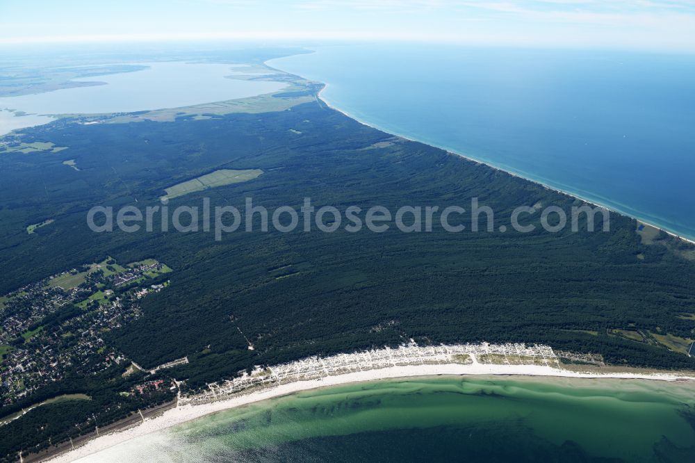 Born am Darß from above - Campsite with caravans and tents in the coastal area of Baltic Sea in Born am Darss at the baltic sea coast in the state Mecklenburg - Western Pomerania, Germany