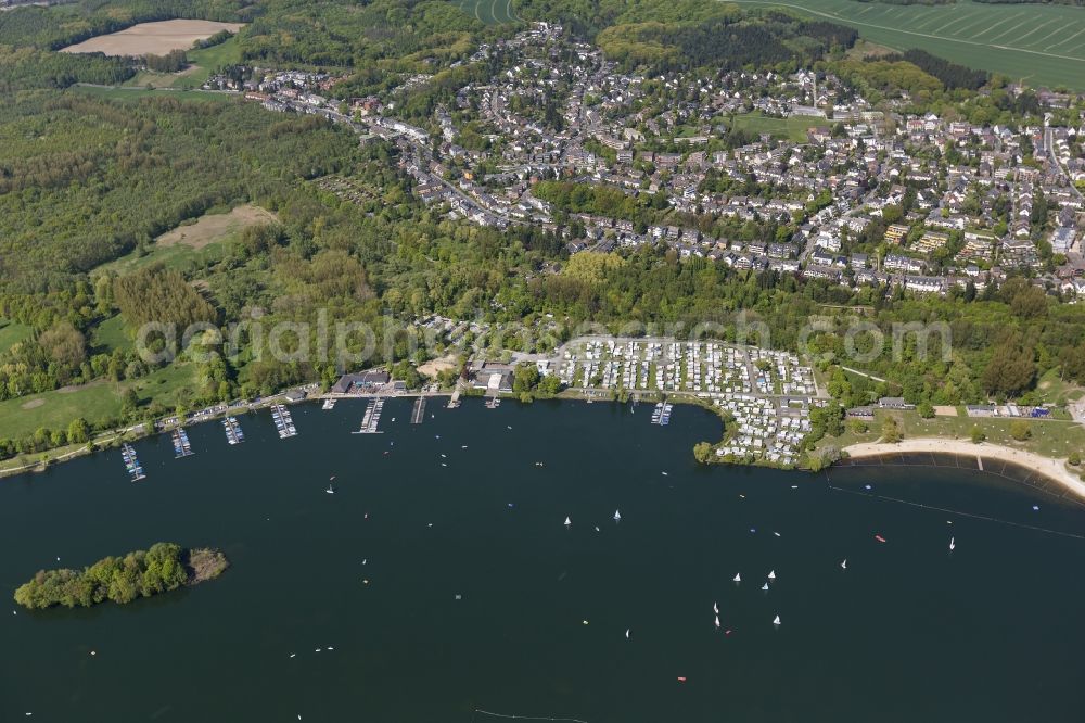 Aerial image Unterbach - Camping at the beach Menzelsee and North Bach near Unterbach in North Rhine-Westphalia