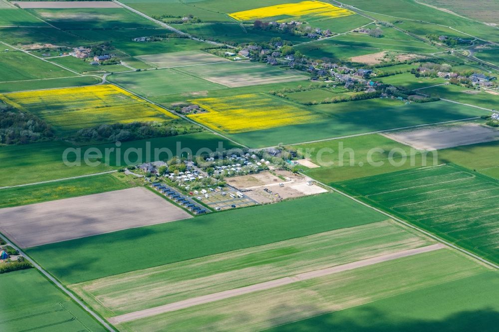 Aerial image Morsum - Camping with caravans and tents in Morsum at the island Sylt in the state Schleswig-Holstein, Germany