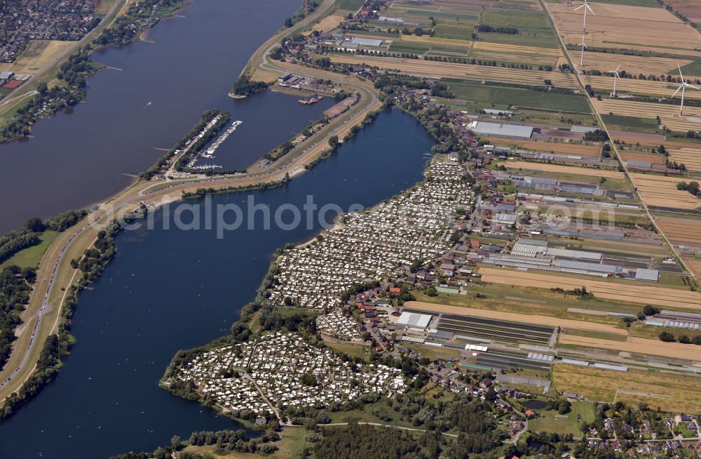 Aerial photograph Hamburg - Camping with caravans and tents in Hamburg, Germany