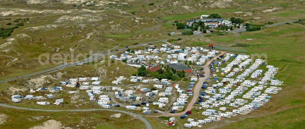 Aerial image Norderney - Blick auf den Campingplatz Um Ost auf der ostfriesischen Insel Norderney. Der Campingplatz liegt etwas 5 km vom Hafen entfernt und liegt am Rand des Nationalparks Niedersächsisches Wattenmeer. View of the campsite Um Ost on the East Frisian island of Norderney. The campsite is located 5 km from the port and is situated on the edge of National Park Wadden Sea. http://