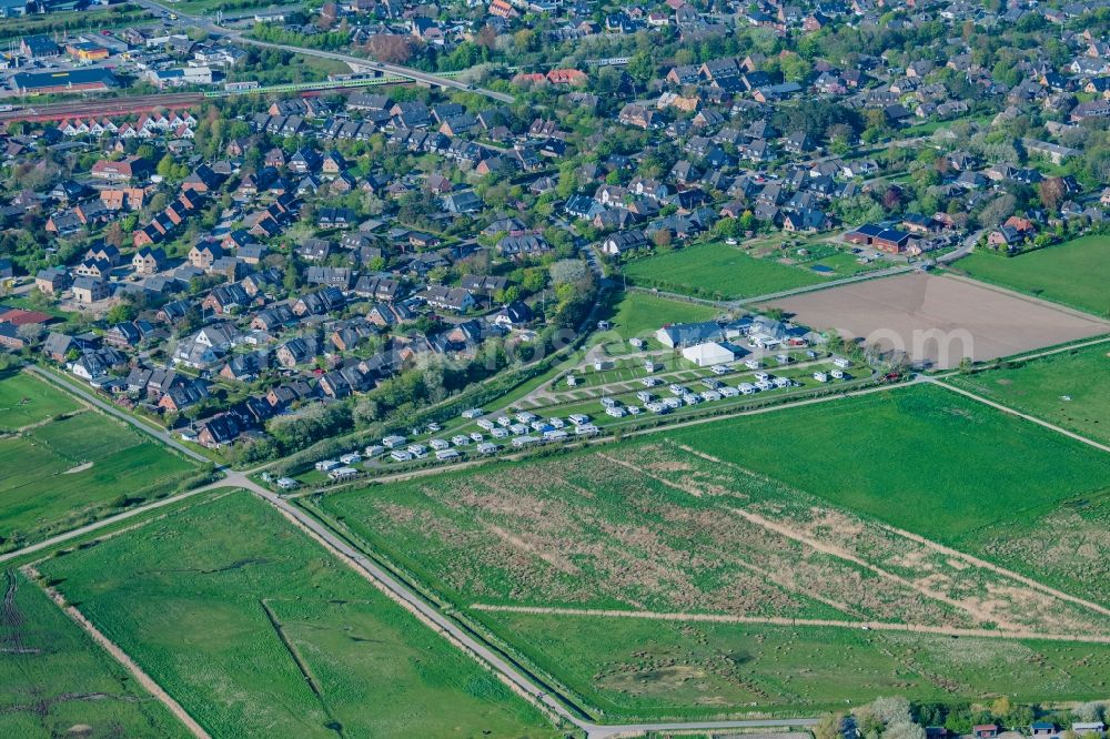 Aerial image Sylt - Camping with caravans and tents in the district Tinnum in Sylt on Island Sylt in the state Schleswig-Holstein, Germany