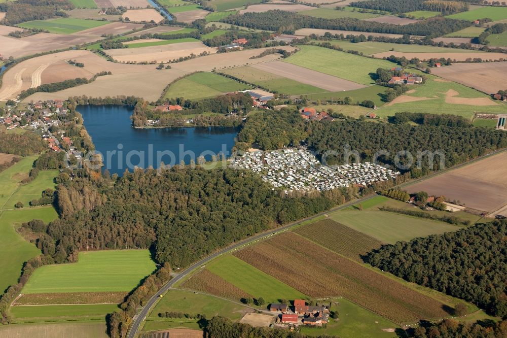 Selm from the bird's eye view: View of the camping ground at Termscher See in Selm in the state of North Rhine-Westphalia