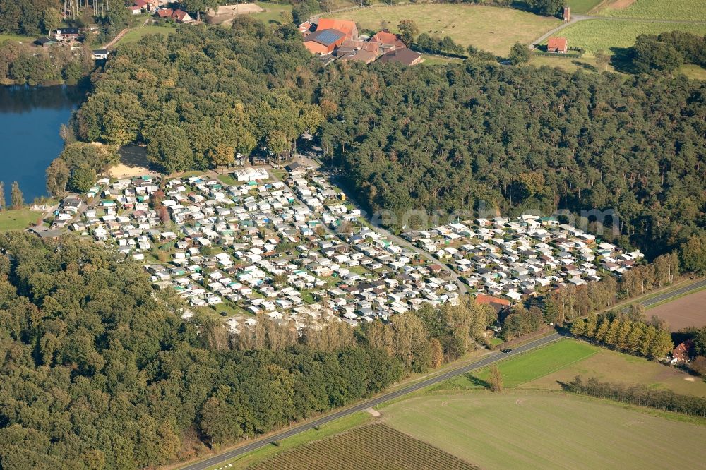 Aerial image Selm - View of the camping ground at Termscher See in Selm in the state of North Rhine-Westphalia