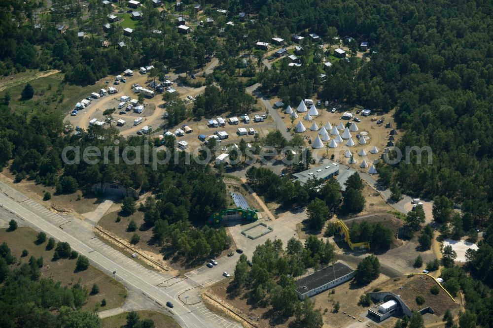 Krausnick from the bird's eye view: The campsite near by the Tropical Islands in Krausnick im Bundesland Brandenburg