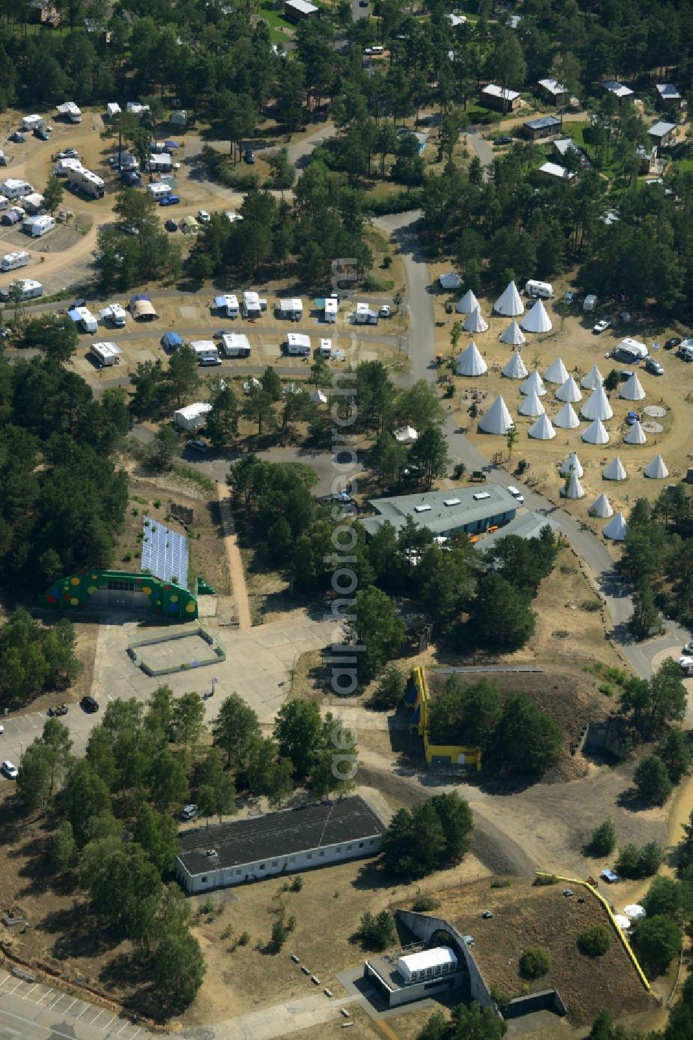 Aerial image Krausnick - The campsite near by the Tropical Islands in Krausnick im Bundesland Brandenburg