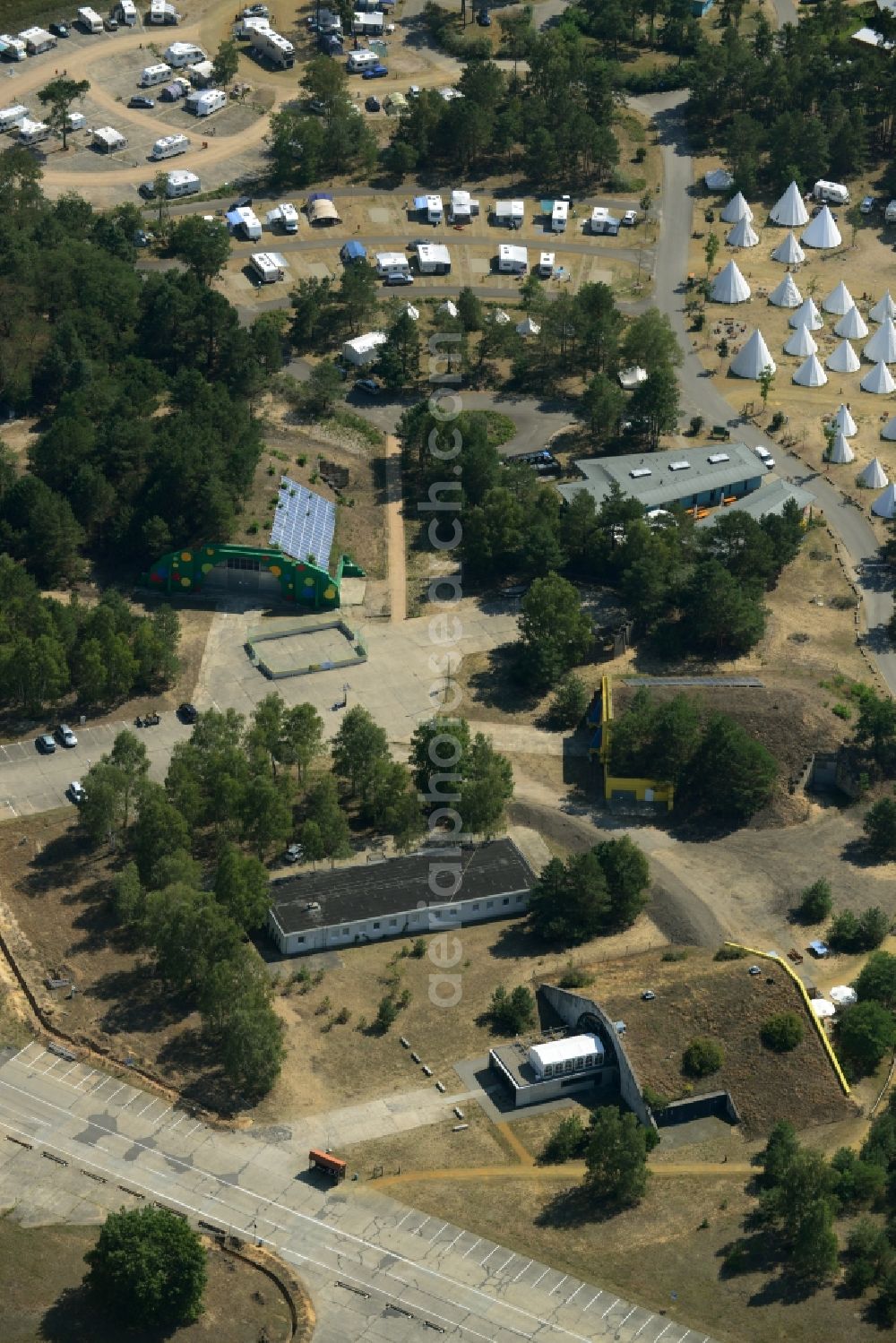 Aerial photograph Krausnick - The campsite near by the Tropical Islands in Krausnick im Bundesland Brandenburg