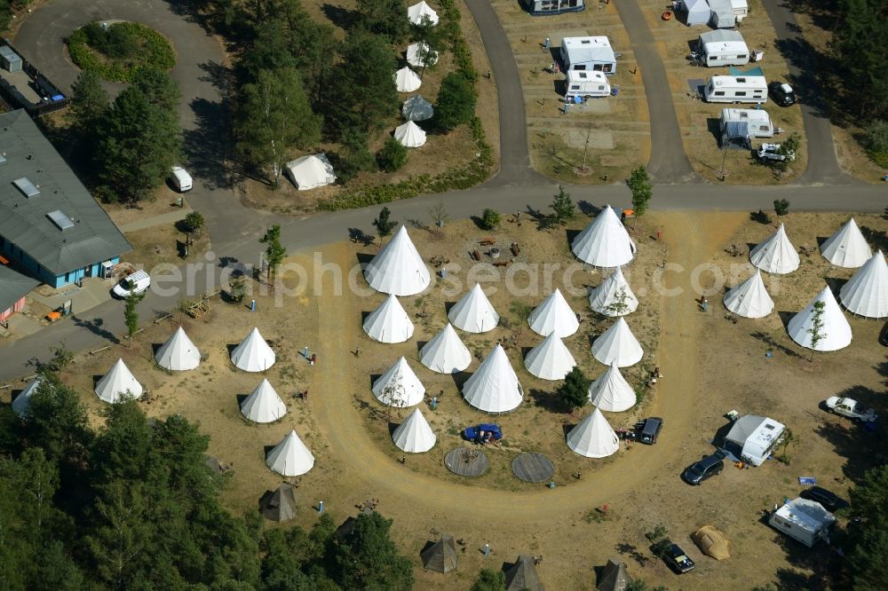 Krausnick from the bird's eye view: The campsite near by the Tropical Islands in Krausnick in Brandenburg