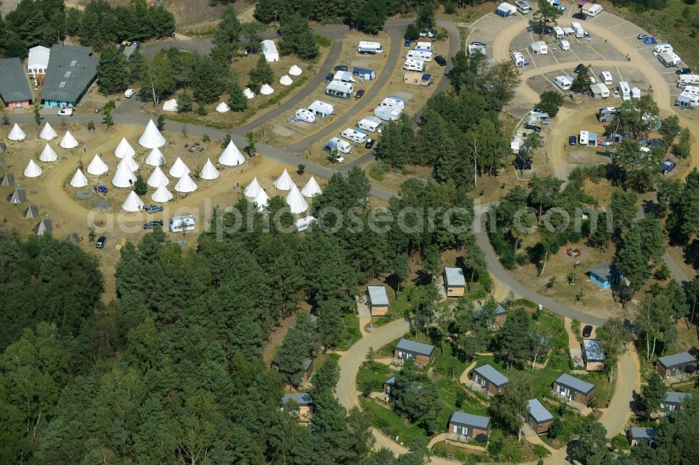 Aerial image Krausnick - The campsite near by the Tropical Islands in Krausnick in the state Brandenburg