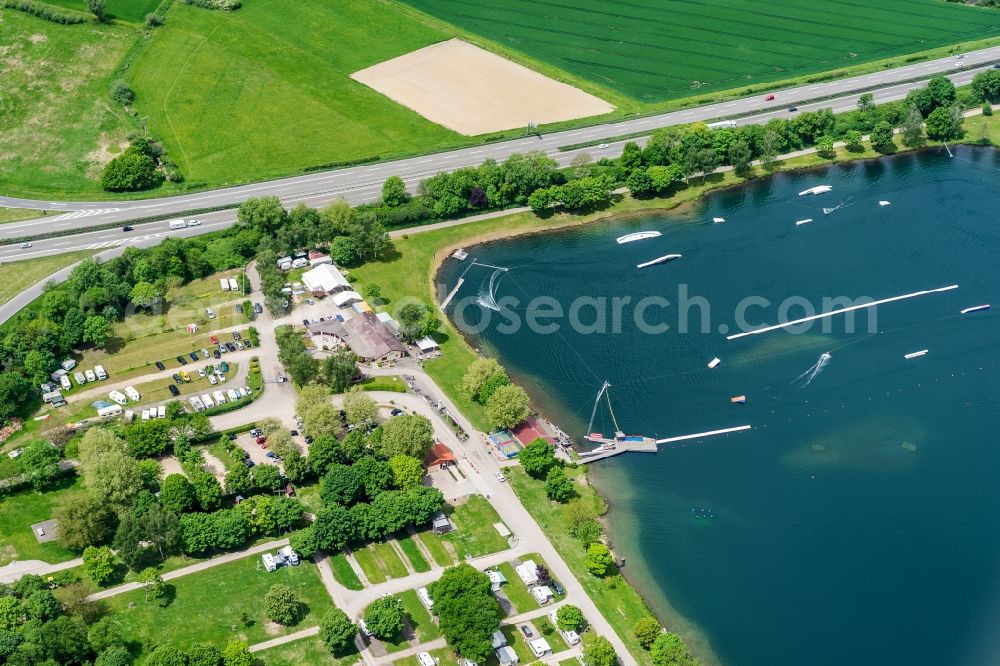 Aerial photograph Freiburg im Breisgau - Camping with caravans and tents in Freiburg im Breisgau in the state Baden-Wuerttemberg, Germany