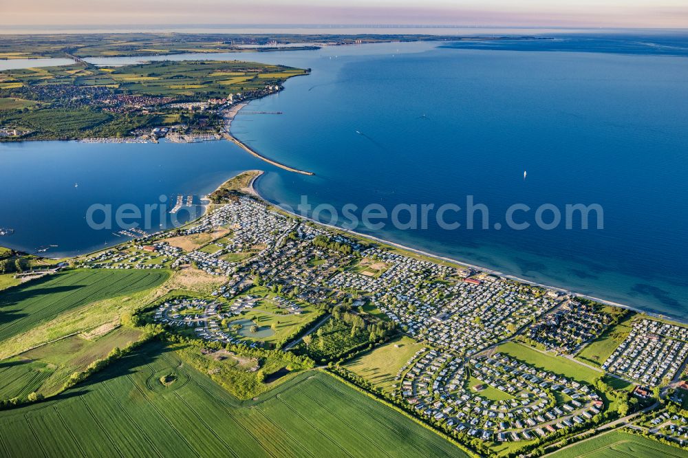 Aerial photograph Neukirchen - Campsite with caravans and tents on the shores of the Baltic Sea in the district Ostermade in Neukirchen in the state Schleswig-Holstein, Germany