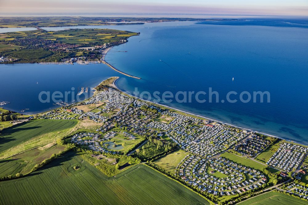 Aerial image Neukirchen - Campsite with caravans and tents on the shores of the Baltic Sea in the district Ostermade in Neukirchen in the state Schleswig-Holstein, Germany