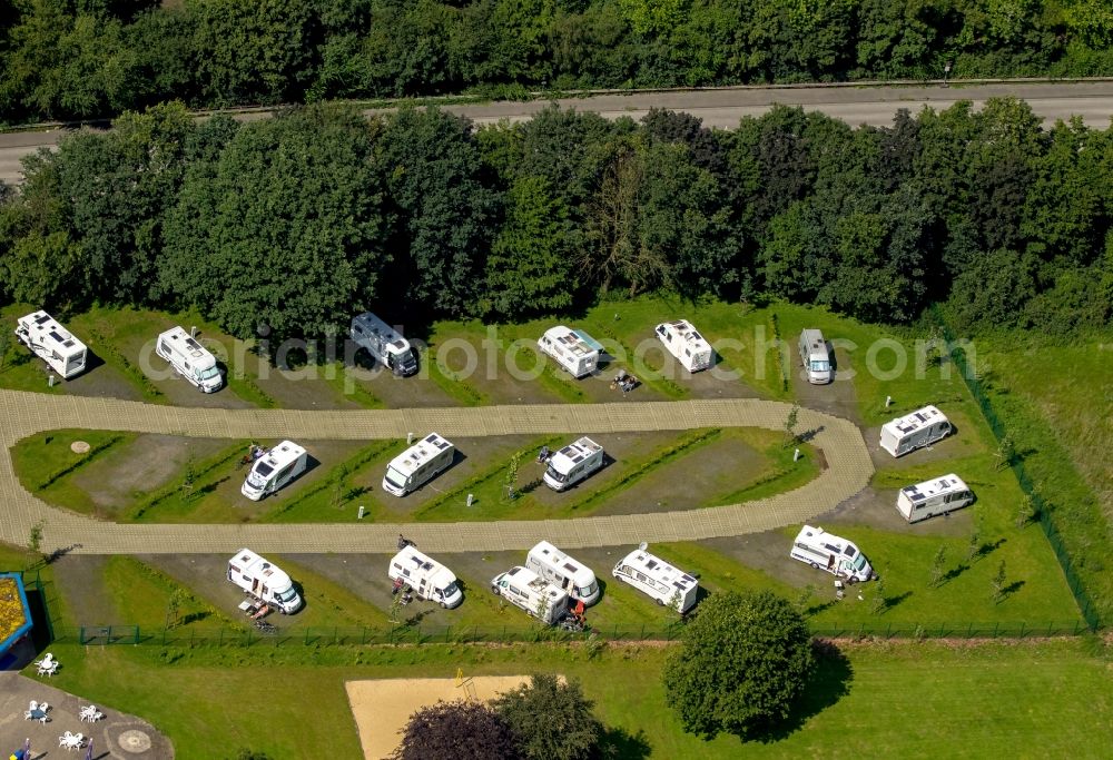 Haltern am See from above - Camping caravans at the Aquarell in Haltern am See in the state of North Rhine-Westphalia