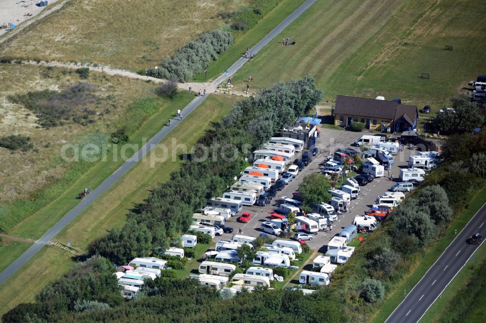 Wustrow from the bird's eye view: Camping with caravans and tents in Wustrow in the state Mecklenburg - Western Pomerania