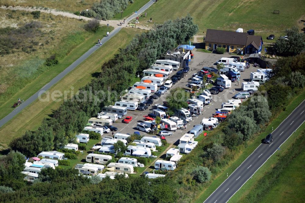 Aerial image Wustrow - Camping with caravans and tents in Wustrow in the state Mecklenburg - Western Pomerania