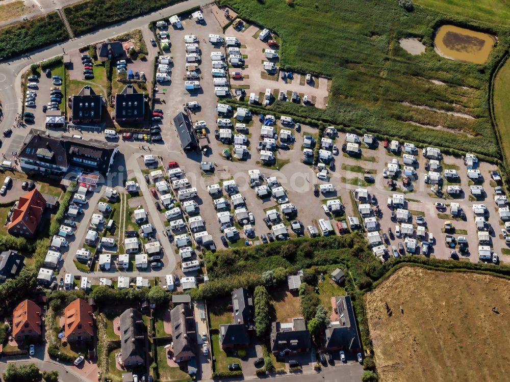 Aerial image Sankt Peter-Ording - Campsite with caravans and mobile homes in Sankt Peter-Ording in North Friesland in the state Schleswig-Holstein, Germany