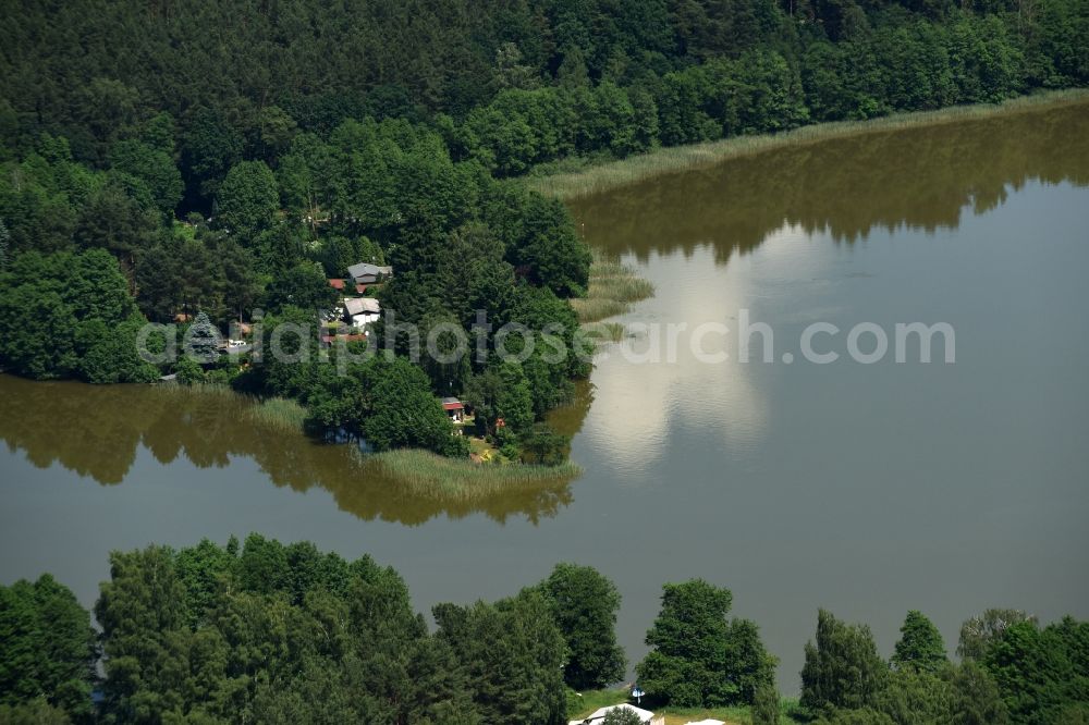 Aerial photograph Zechlinerhütte - Camping with caravans in Zechlinerhuette in the state Brandenburg