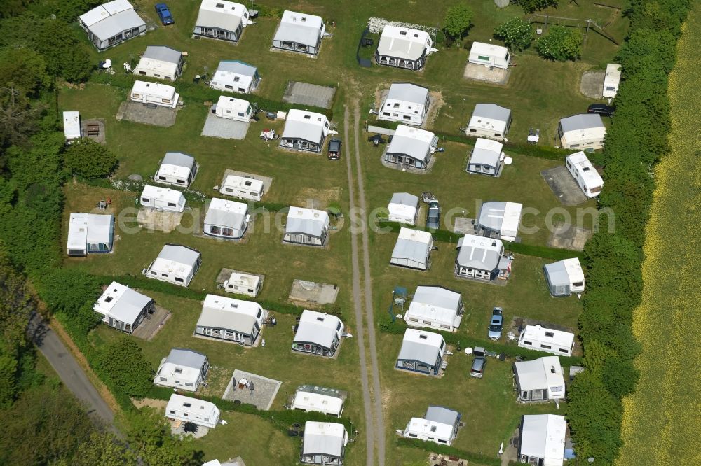 Aerial image Allinge - Camping with caravans and tents in Allinge Bornholm Island in Region Hovedstaden, Denmark