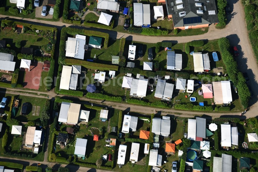 Basedow from above - Camping with caravans and tents in Basedow in the state Schleswig-Holstein