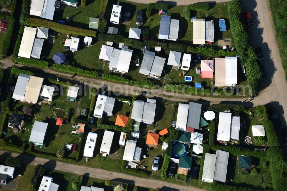 Basedow from the bird's eye view: Camping with caravans and tents in Basedow in the state Schleswig-Holstein