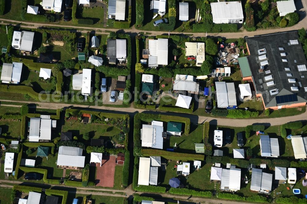 Basedow from the bird's eye view: Camping with caravans and tents in Basedow in the state Schleswig-Holstein