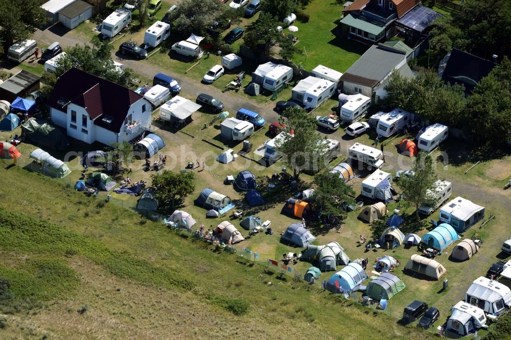 Dierhagen from above - Camping with caravans and tents in Dierhagen in the state Mecklenburg - Western Pomerania