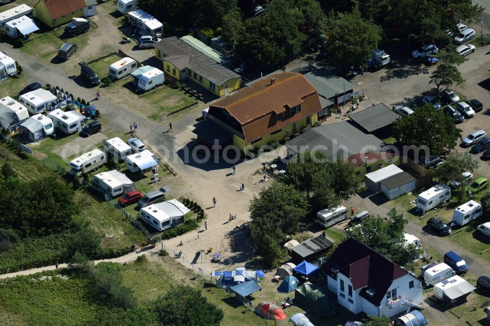 Dierhagen from the bird's eye view: Camping with caravans and tents in Dierhagen in the state Mecklenburg - Western Pomerania