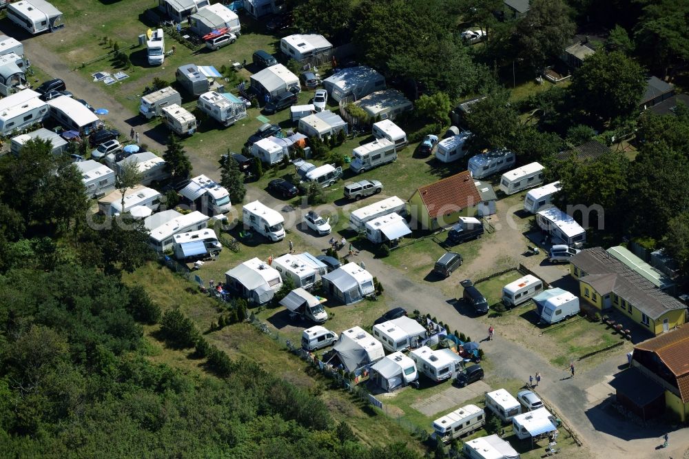 Aerial image Dierhagen - Camping with caravans and tents in Dierhagen in the state Mecklenburg - Western Pomerania