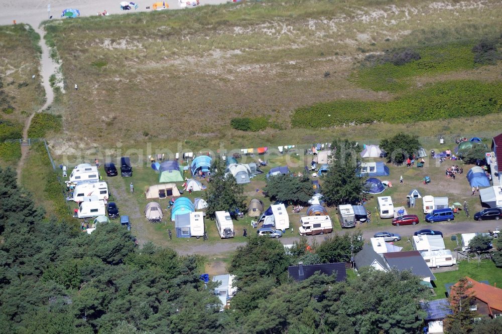 Dierhagen from above - Camping with caravans and tents in Dierhagen in the state Mecklenburg - Western Pomerania