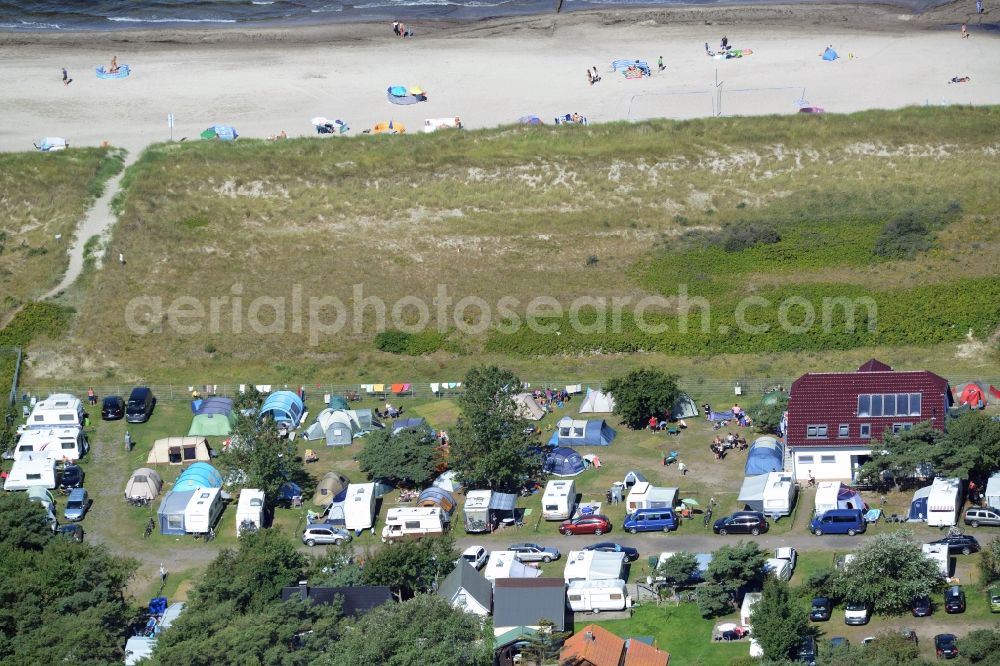 Dierhagen from the bird's eye view: Camping with caravans and tents in Dierhagen in the state Mecklenburg - Western Pomerania