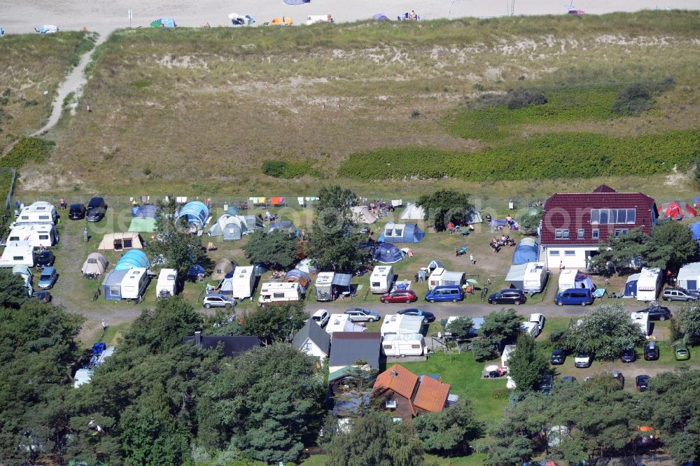 Aerial image Dierhagen - Camping with caravans and tents in Dierhagen in the state Mecklenburg - Western Pomerania