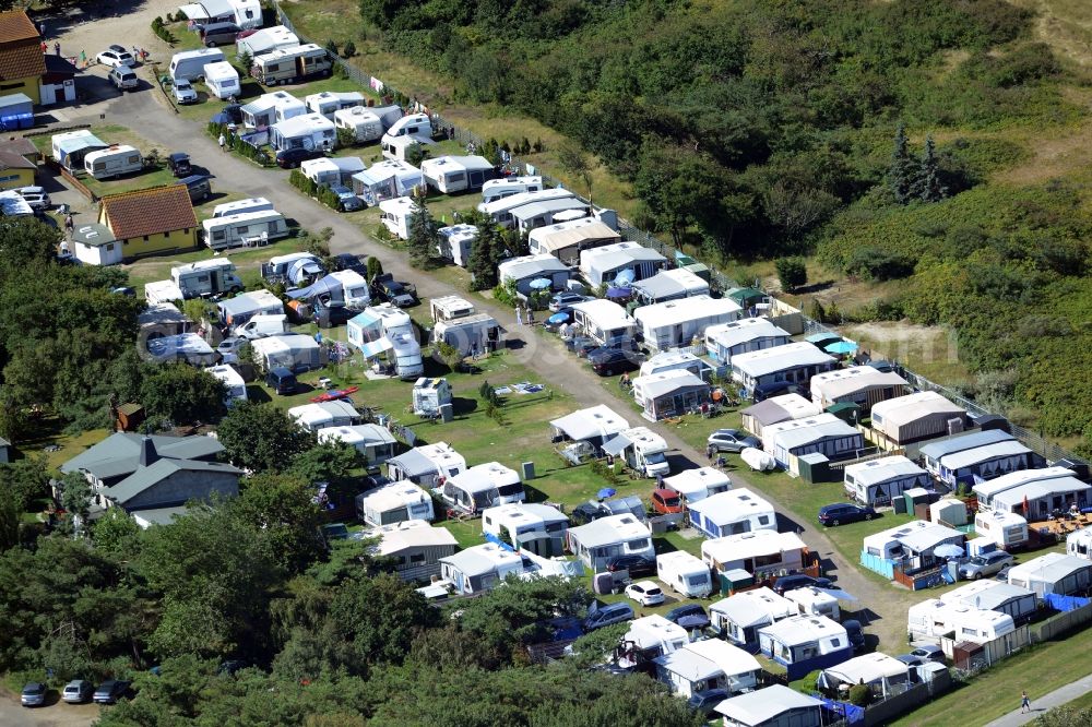 Dierhagen from above - Camping with caravans and tents in Dierhagen in the state Mecklenburg - Western Pomerania