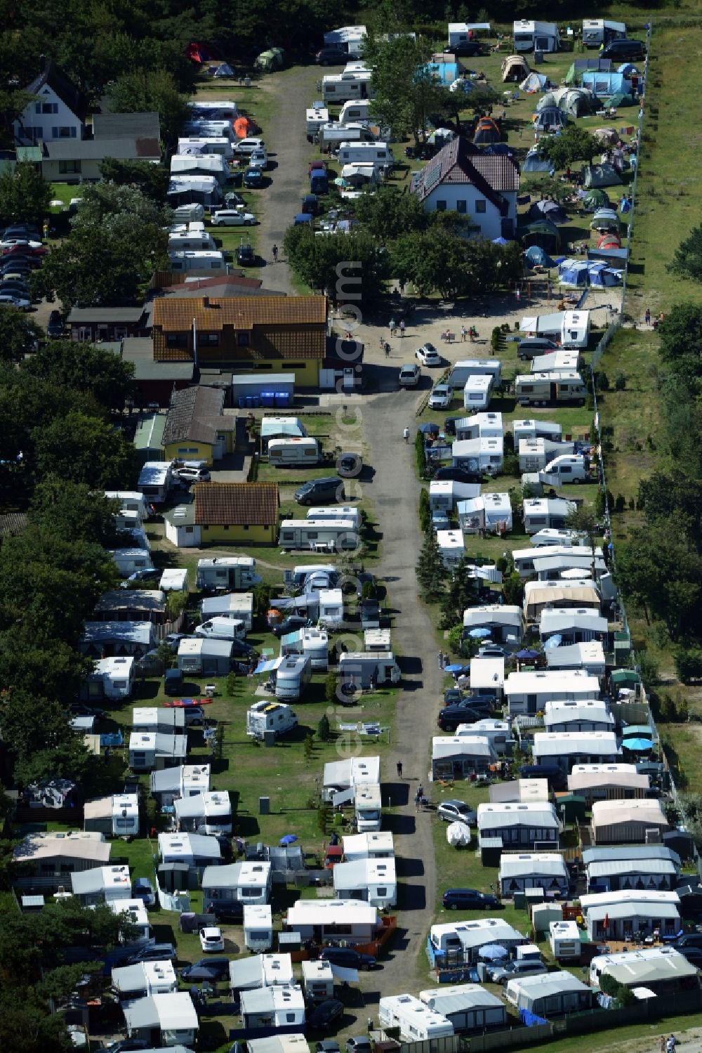 Aerial image Dierhagen - Camping with caravans and tents in Dierhagen in the state Mecklenburg - Western Pomerania