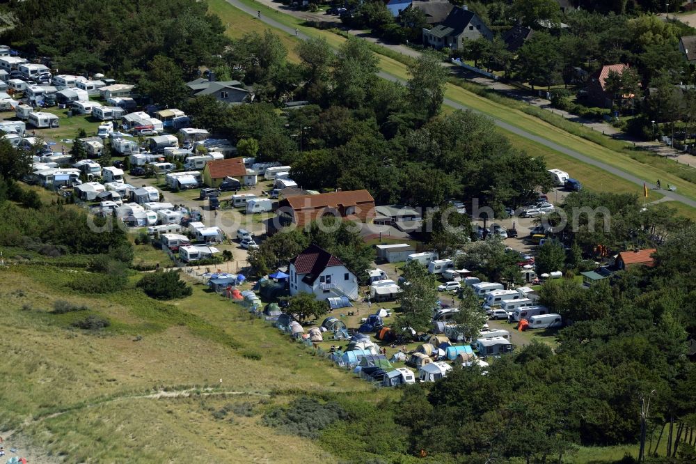 Dierhagen from the bird's eye view: Camping with caravans and tents in Dierhagen in the state Mecklenburg - Western Pomerania