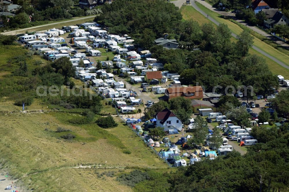 Aerial image Dierhagen - Camping with caravans and tents in Dierhagen in the state Mecklenburg - Western Pomerania