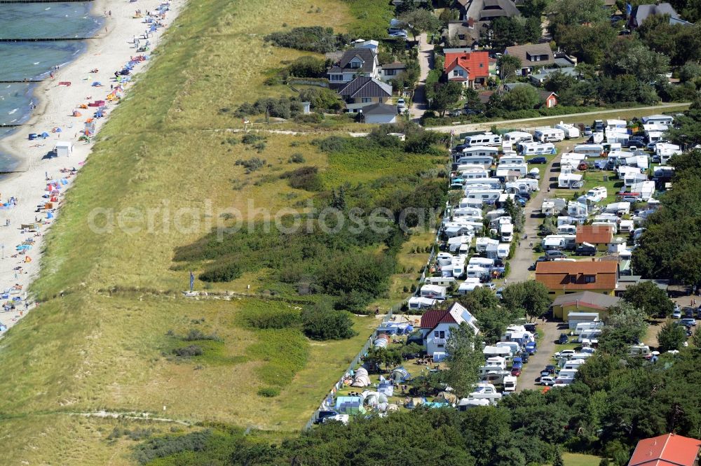 Dierhagen from above - Camping with caravans and tents in Dierhagen in the state Mecklenburg - Western Pomerania