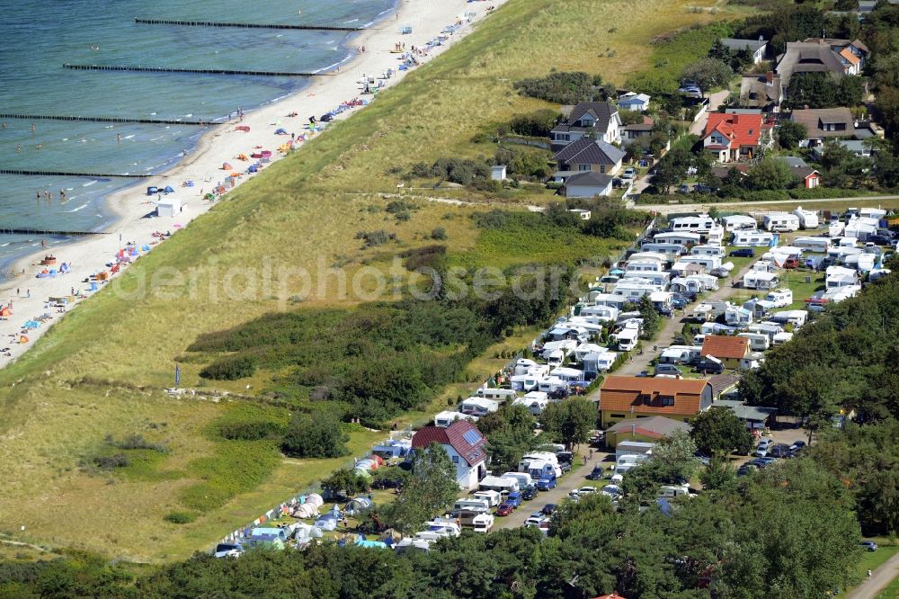 Dierhagen from the bird's eye view: Camping with caravans and tents in Dierhagen in the state Mecklenburg - Western Pomerania