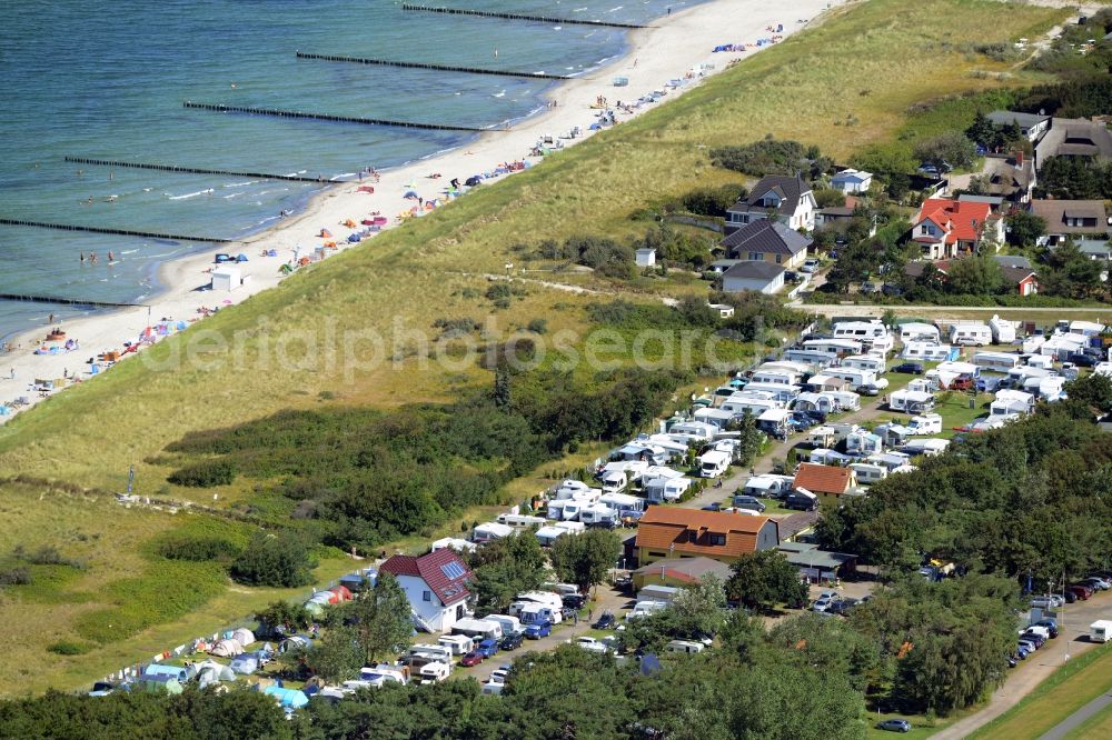 Aerial image Dierhagen - Camping with caravans and tents in Dierhagen in the state Mecklenburg - Western Pomerania